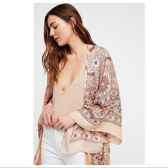 FREE PEOPLE BOHO KIMONO FLOWY CARDIGAN CAPE A2C - Picture 13 of 15